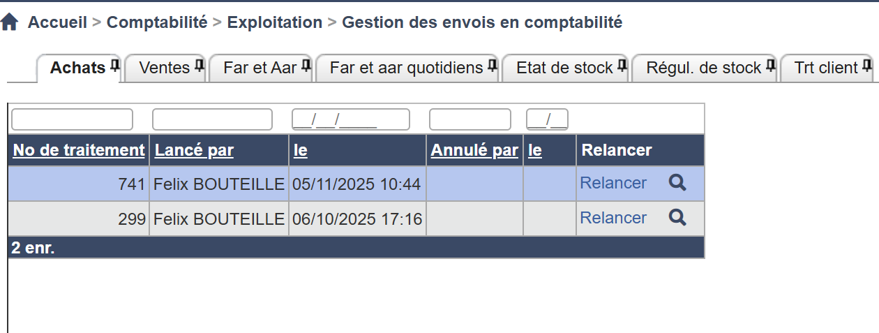 Liste des traitements